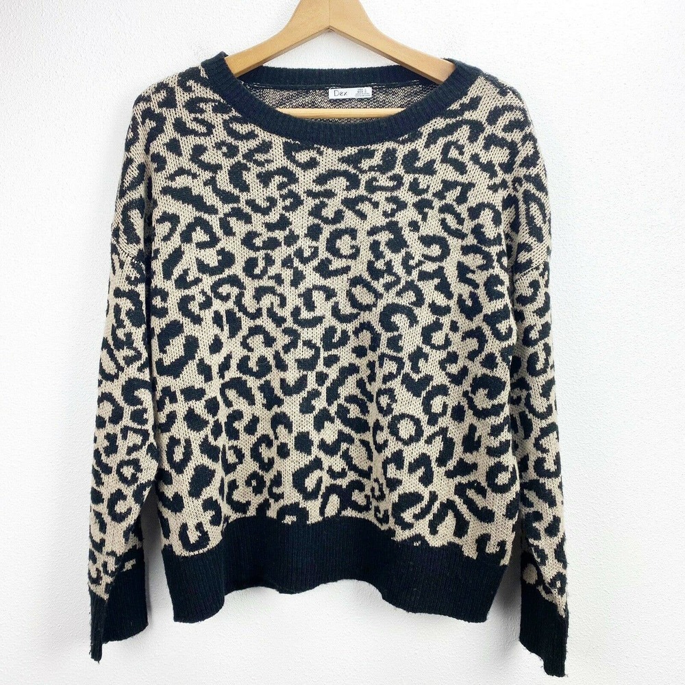 Dex Leopard Animal Print Pullover Sweater Large